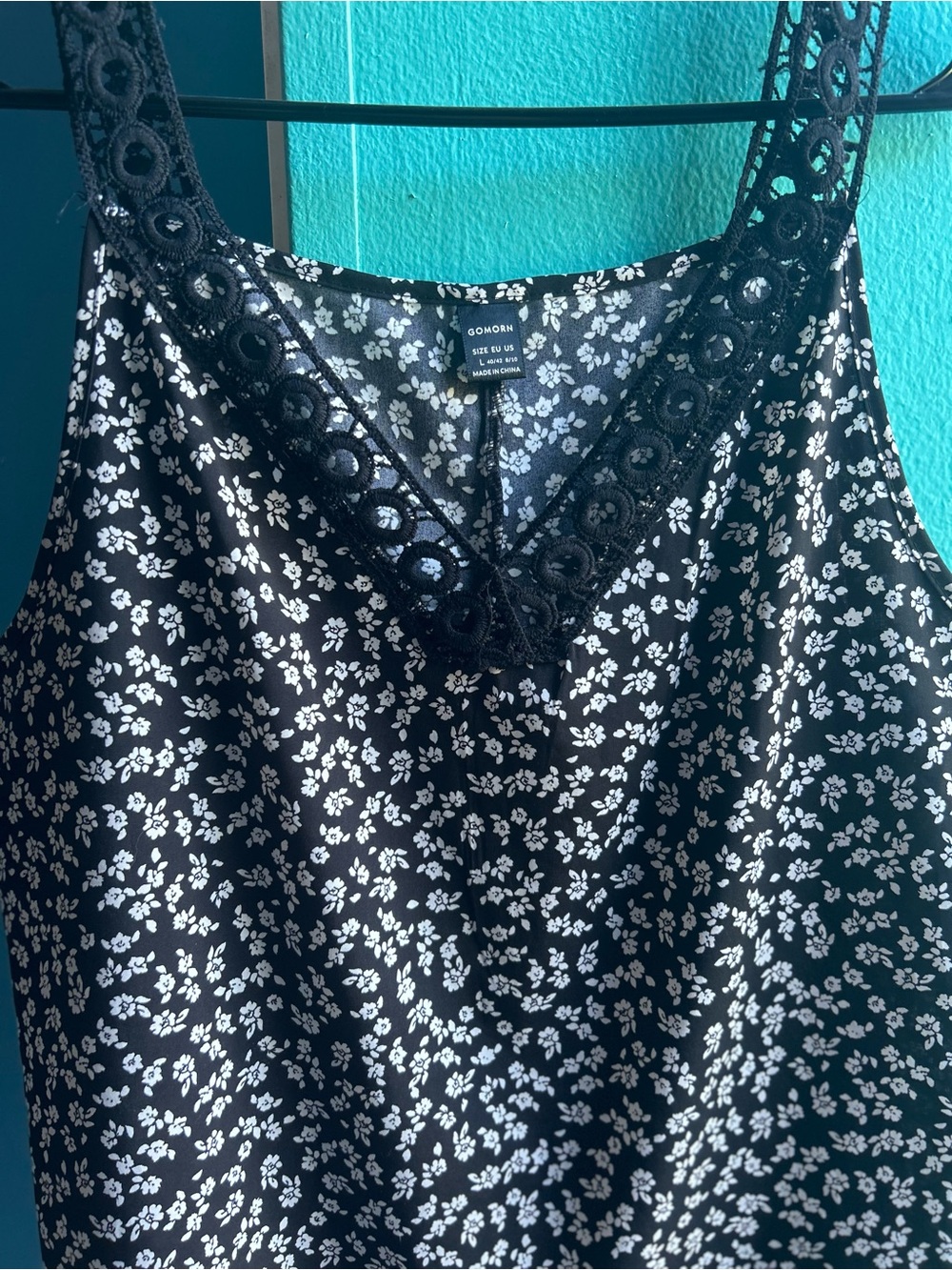Black Floral Lace-Trim Tank Top